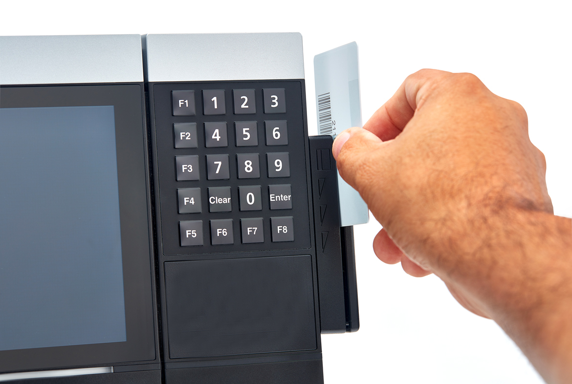 time clock with swipe card reader